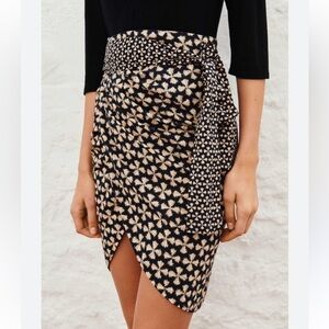 Ba&Sh Wrap Carmen Black Side Tie Floral Boho Casual Skirt Sz XS